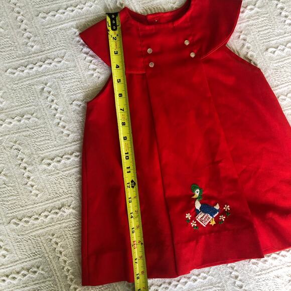 Vintage Beatrix Potter Embroidered Dress Red Jemima Puddleduck 70s 80s 4T Rare - Picture 10 of 11